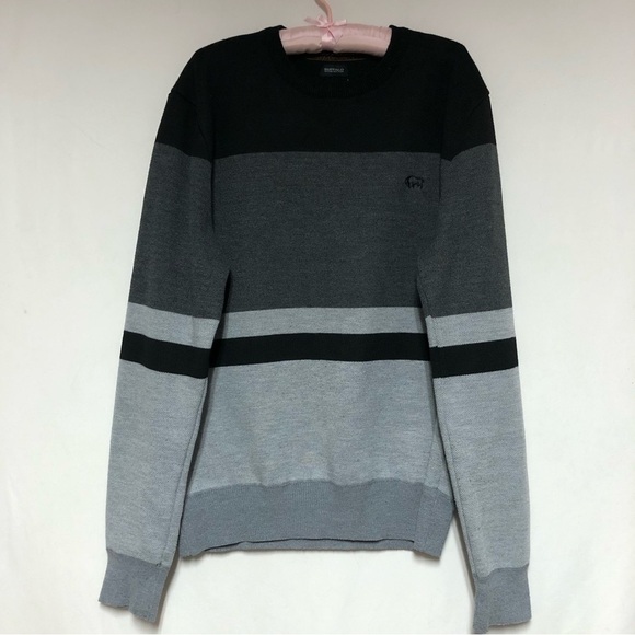 Buffalo David Bitton Grey Tones & Black Crew Neck Sweater - Picture 1 of 12